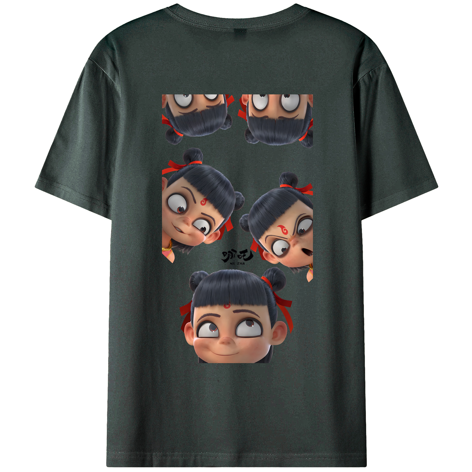（画像用） Ne Zha 2 ナタ 魔童の大暴れ 綿100％ メンズ半袖Tシャツ（バックプリント） 通気性